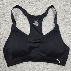 Puma Womens Black Racerback Sports Bra Size‎ L Athletic Gym Yoga